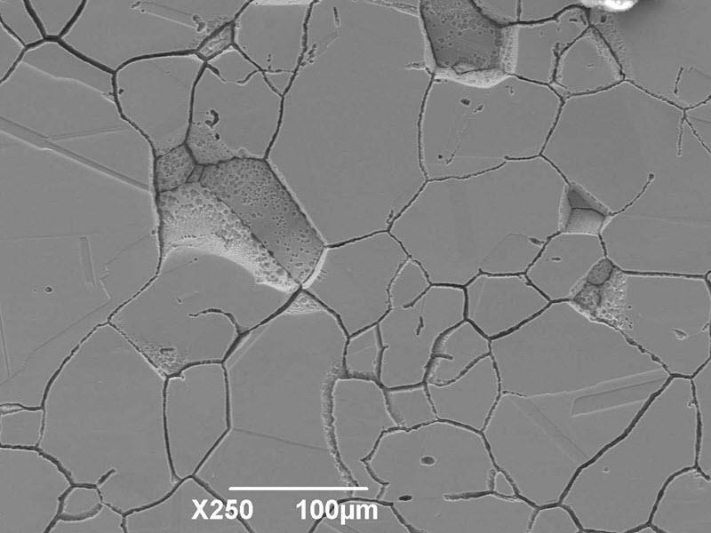 SUBJECT: Intergranular corrosion of 310 stainless steel; CREDIT: Sarah Standlee, Element Materials Technology; METHOD/INSTRUMENT: JEOL JSM 6390