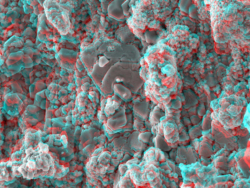SUBJECT: Iron oxide corrosion from a pipe; CREDIT: Sheri Neva, SEAL Labs / EAG; METHOD/INSTRUMENT: JEOL 6610LV, 3D imaging with a 10 degree tilt eucentric