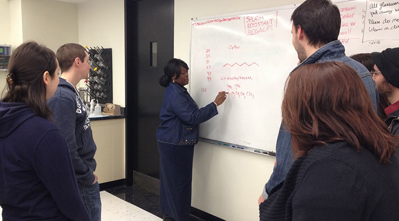 Prof. Rabi Musah in her classroom at SUNY