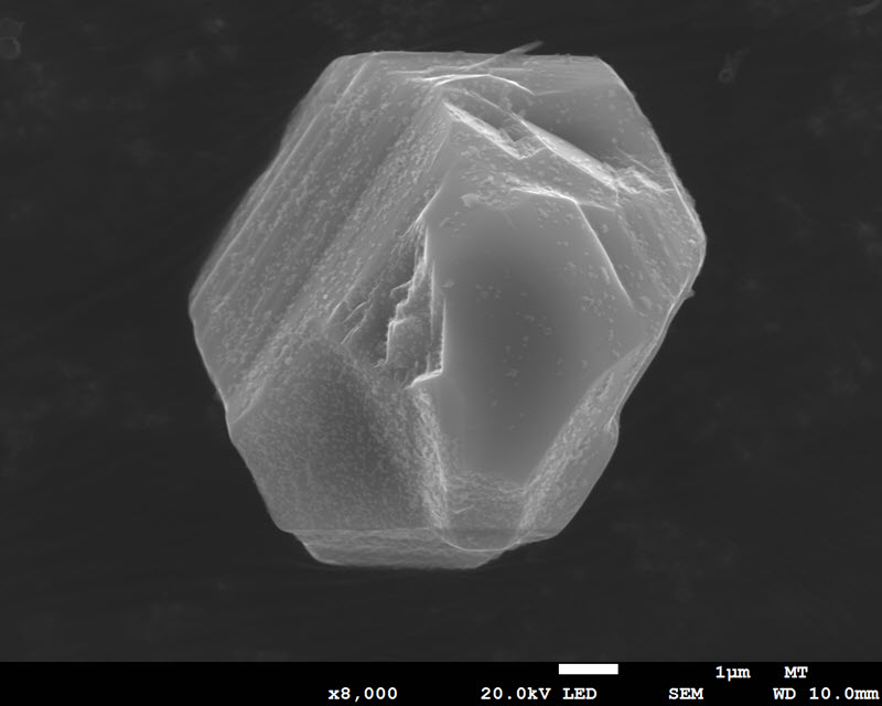 A crystal of zinc sulfide used in a fluorescent tracer that is used in police investigations