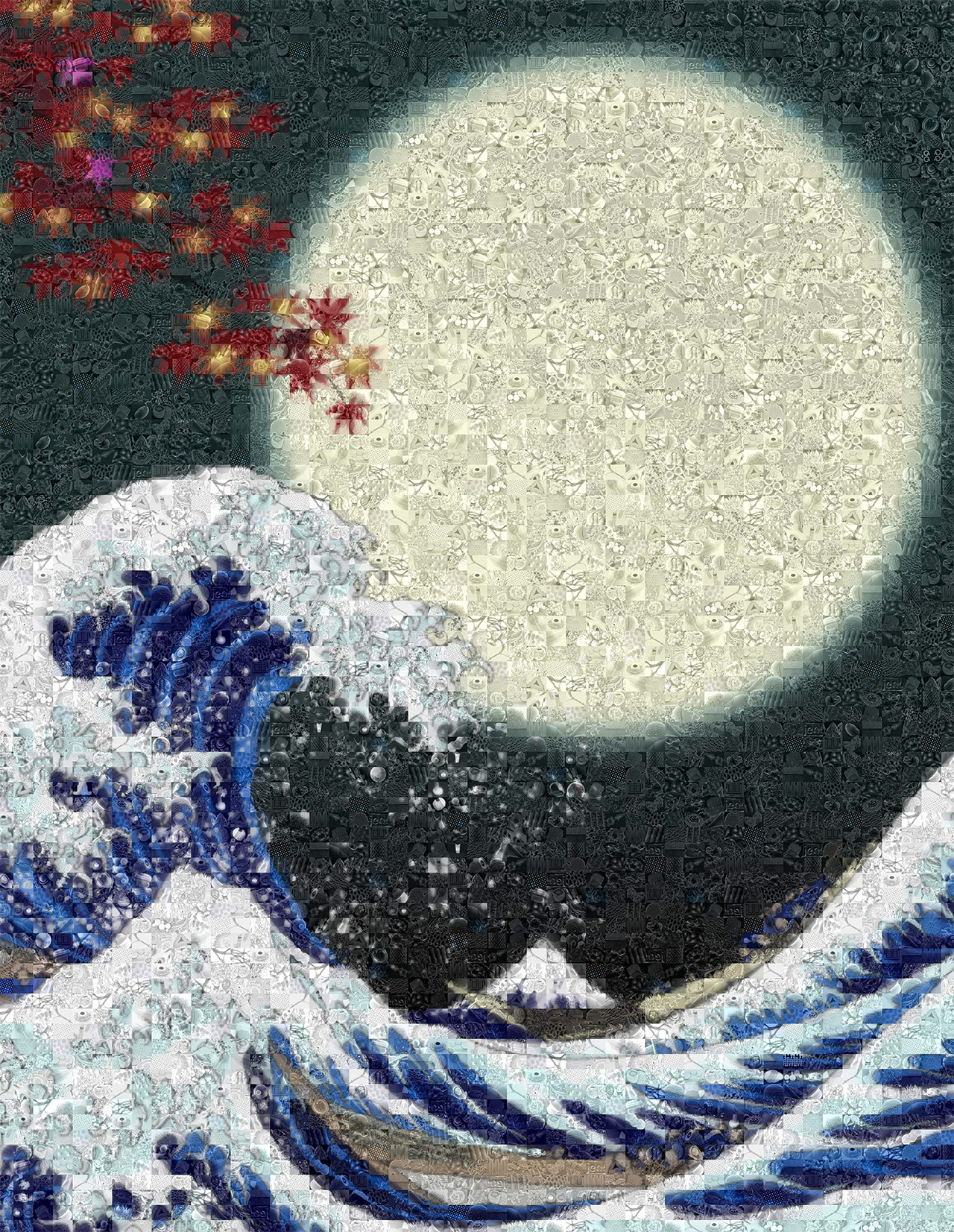 JEOL Japanese Wave Mosaic of SEM Images poster